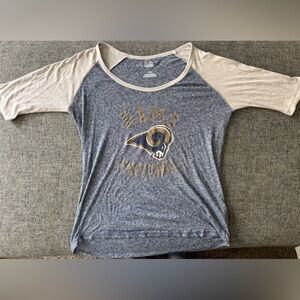 Vintage NFL Rams Blue and Grey Raglan Tee Sz M